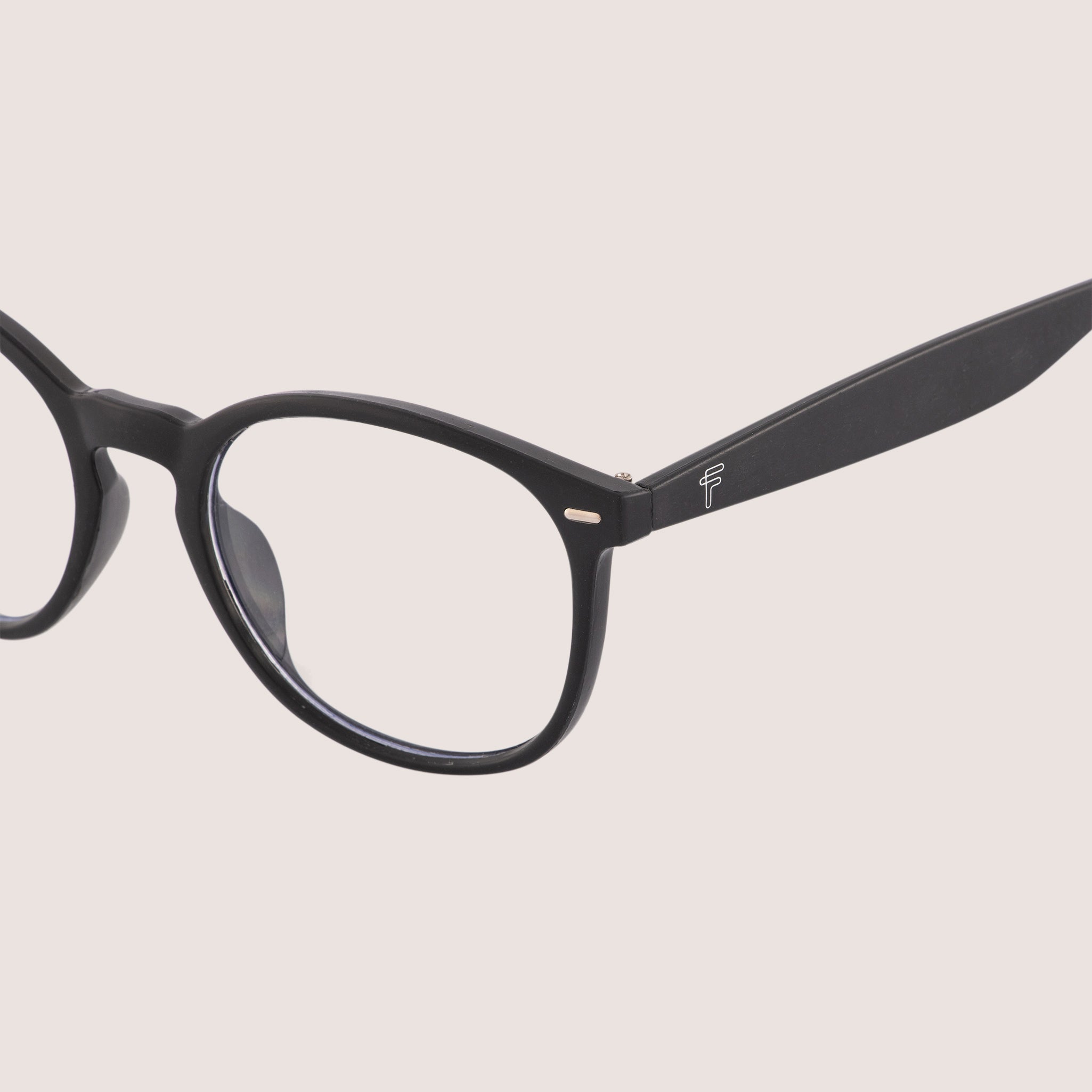 Round Wheat Eyeglasses - Black