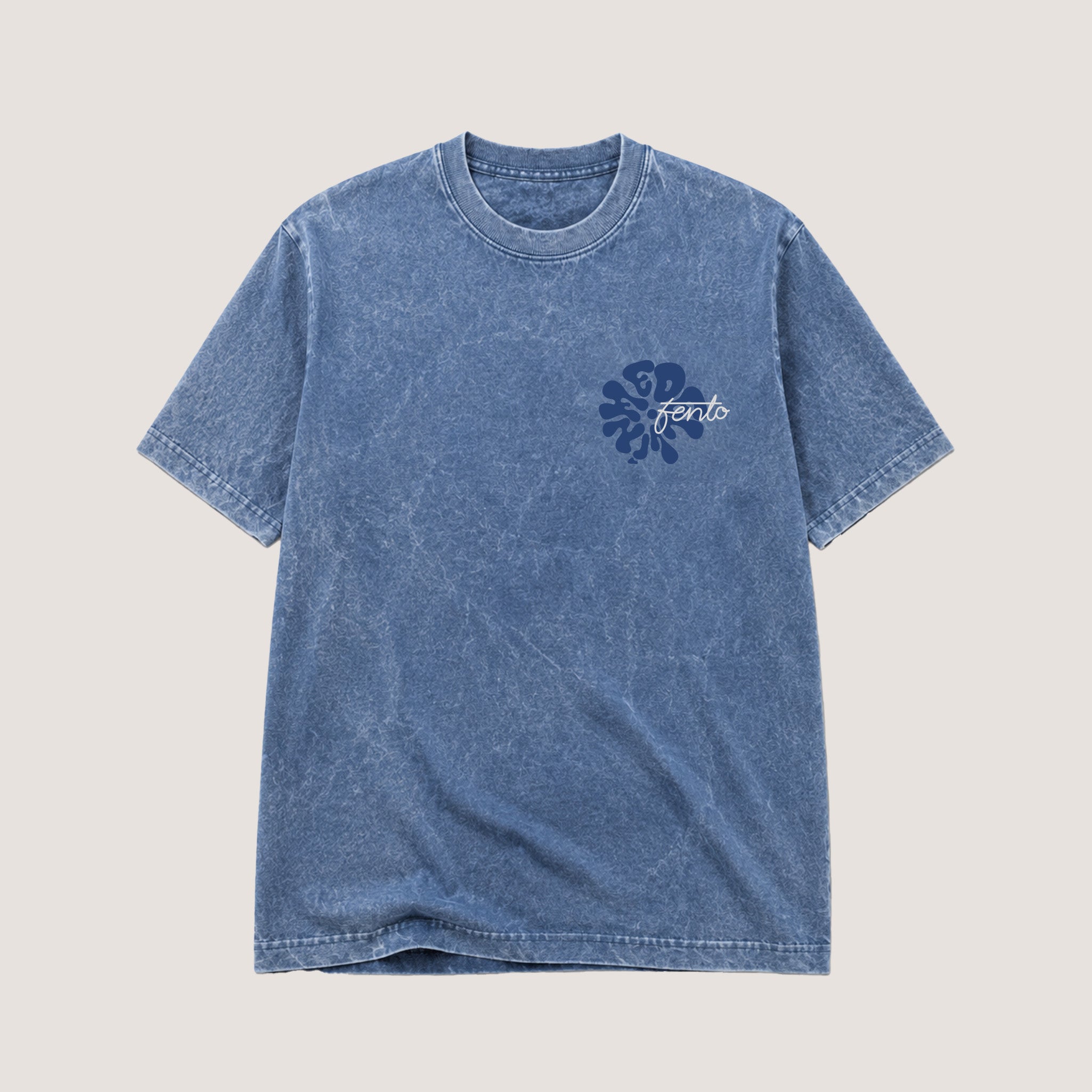 Camiseta semi oversize Acid Wash Azul Flores