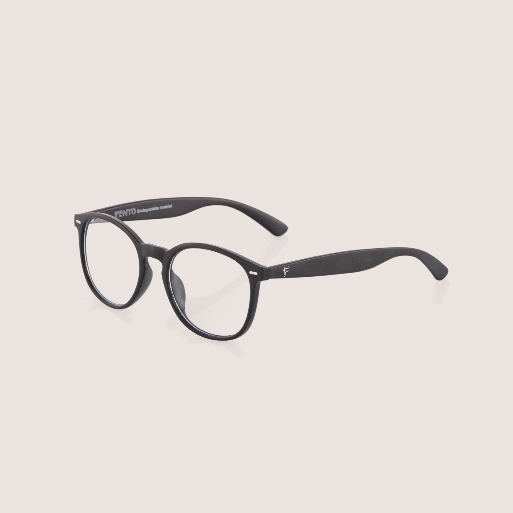 Round Wheat Eyeglasses - Black